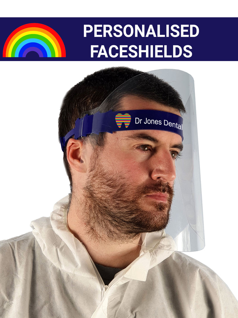 Acoshield faceshields with custom prints